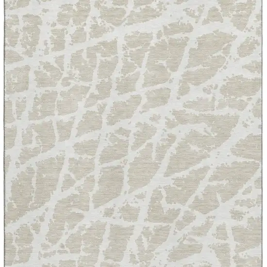 Beige And Ivory Abstract Washable Area Rug With UV Protection Photo 4