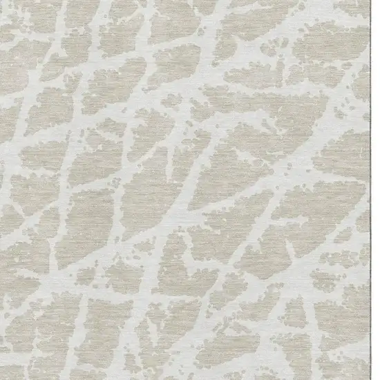 Beige And Ivory Abstract Washable Area Rug With UV Protection Photo 7
