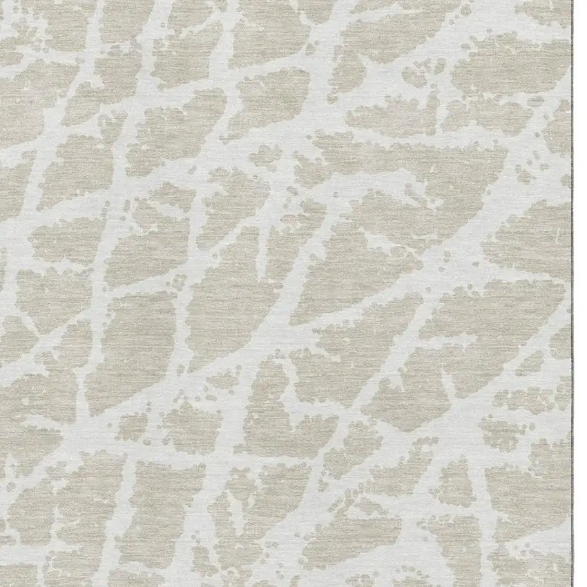 Beige And Ivory Abstract Washable Area Rug With UV Protection Photo 7