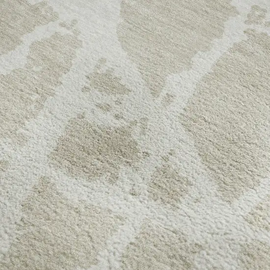 Beige And Ivory Abstract Washable Area Rug With UV Protection Photo 7