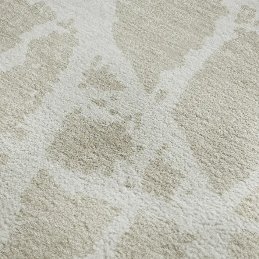 Beige And Ivory Abstract Washable Area Rug With UV Protection Photo 7