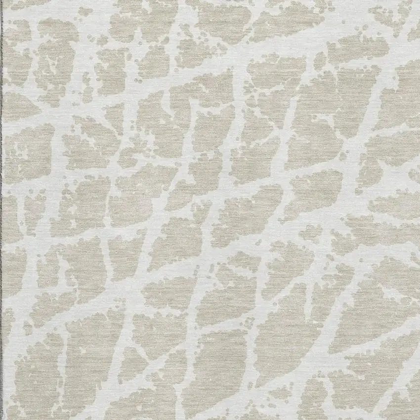Beige And Ivory Abstract Washable Area Rug With UV Protection Photo 3