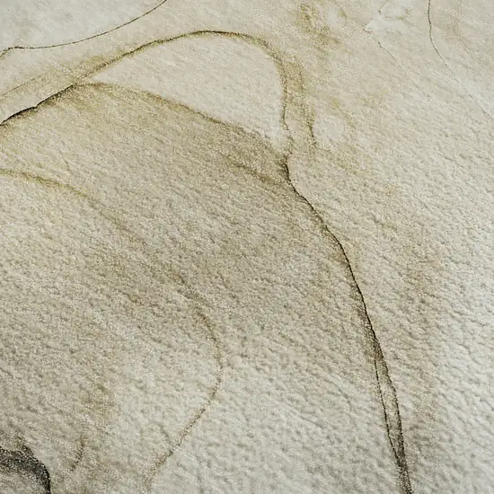 Beige And Ivory Abstract Washable Area Rug With UV Protection Photo 5