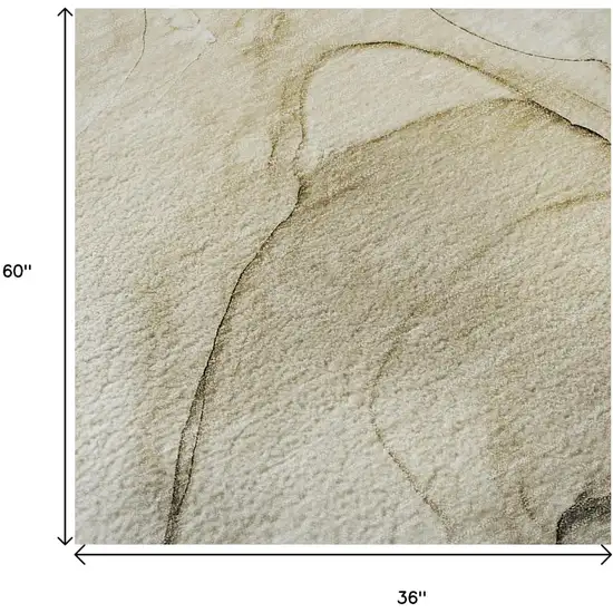 Beige And Ivory Abstract Washable Area Rug With UV Protection Photo 8