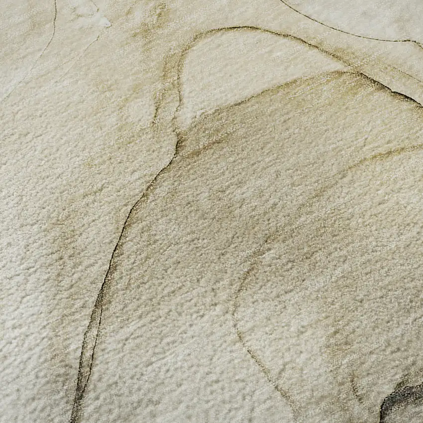 Beige And Ivory Abstract Washable Area Rug With UV Protection Photo 3