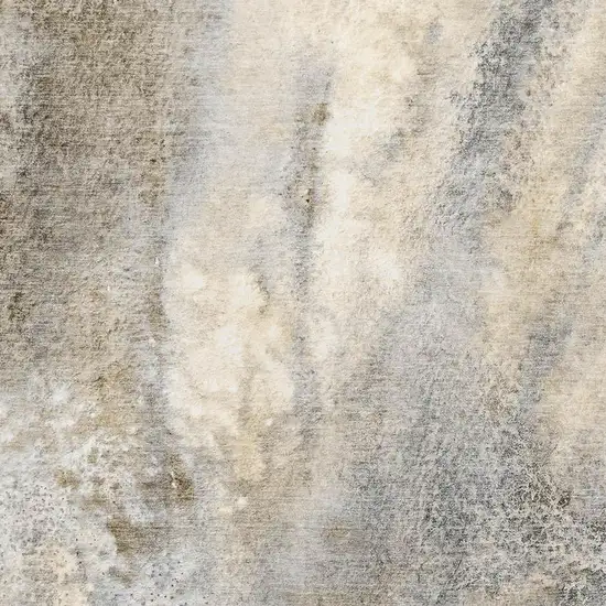 Beige And Ivory Abstract Washable Area Rug With UV Protection Photo 2