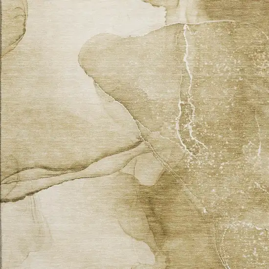 Beige And Ivory Abstract Washable Area Rug With UV Protection Photo 8