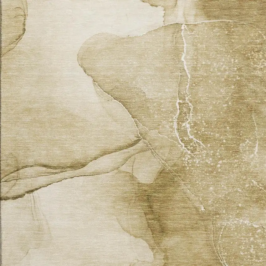 Beige And Ivory Abstract Washable Area Rug With UV Protection Photo 8
