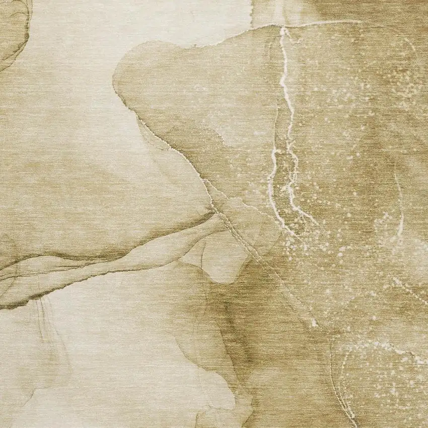 Beige And Ivory Abstract Washable Area Rug With UV Protection Photo 7