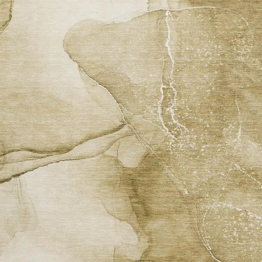 Beige And Ivory Abstract Washable Area Rug With UV Protection Photo 3