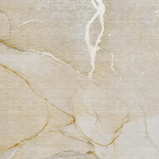 Beige And Ivory Abstract Washable Area Rug With UV Protection Photo 3