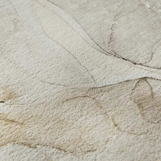 Beige And Ivory Abstract Washable Area Rug With UV Protection Photo 9