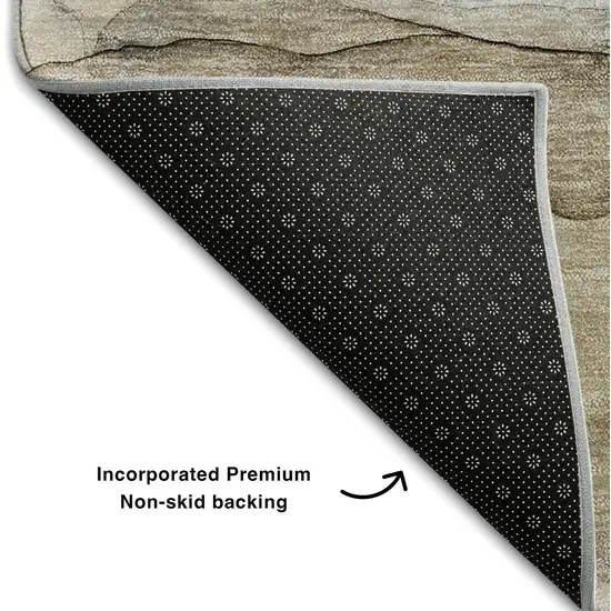 Beige And Ivory Abstract Washable Area Rug With UV Protection Photo 7