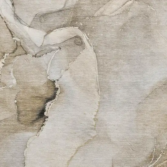 Beige And Ivory Abstract Washable Area Rug With UV Protection Photo 4