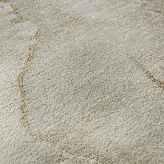 Beige And Ivory Abstract Washable Area Rug With UV Protection Photo 9