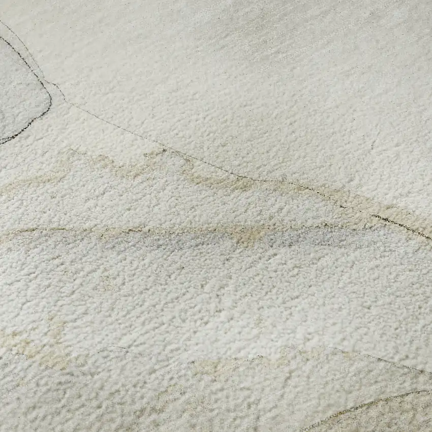 Beige And Ivory Abstract Washable Area Rug With UV Protection Photo 1