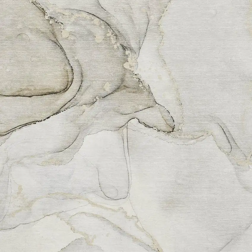 Beige And Ivory Abstract Washable Area Rug With UV Protection Photo 7