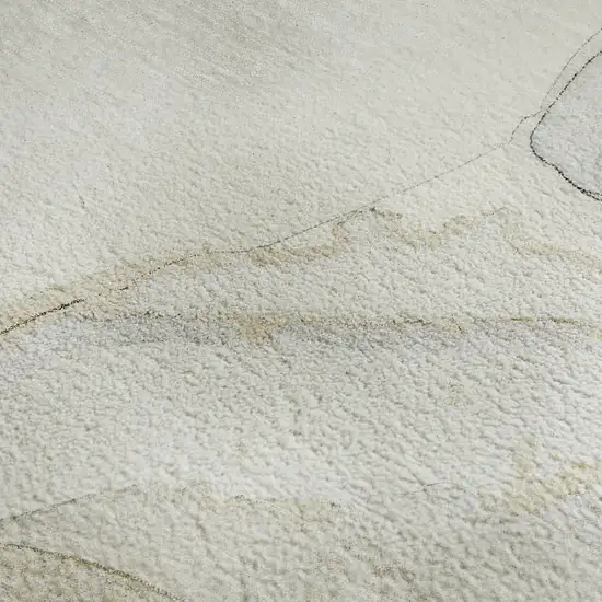 Beige And Ivory Abstract Washable Area Rug With UV Protection Photo 3