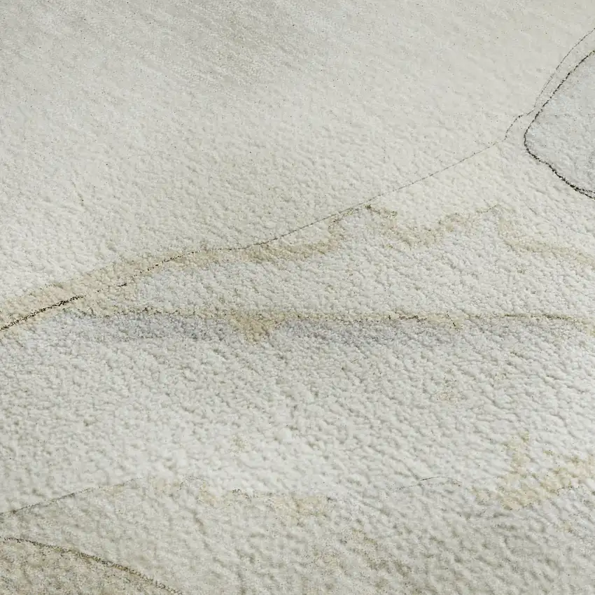 Beige And Ivory Abstract Washable Area Rug With UV Protection Photo 3