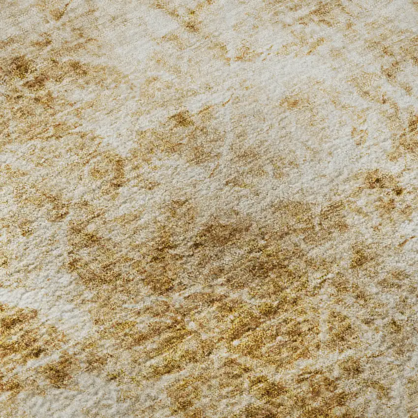 Beige And Ivory Abstract Washable Area Rug With UV Protection Photo 9