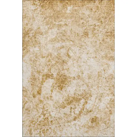 Beige And Ivory Abstract Washable Area Rug With UV Protection Photo 1