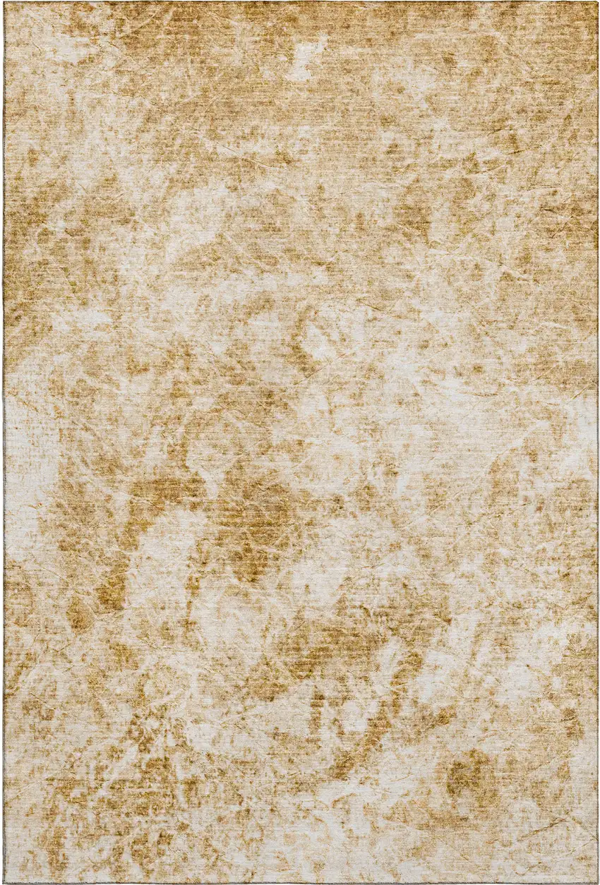 Beige And Ivory Abstract Washable Area Rug With UV Protection Photo 1