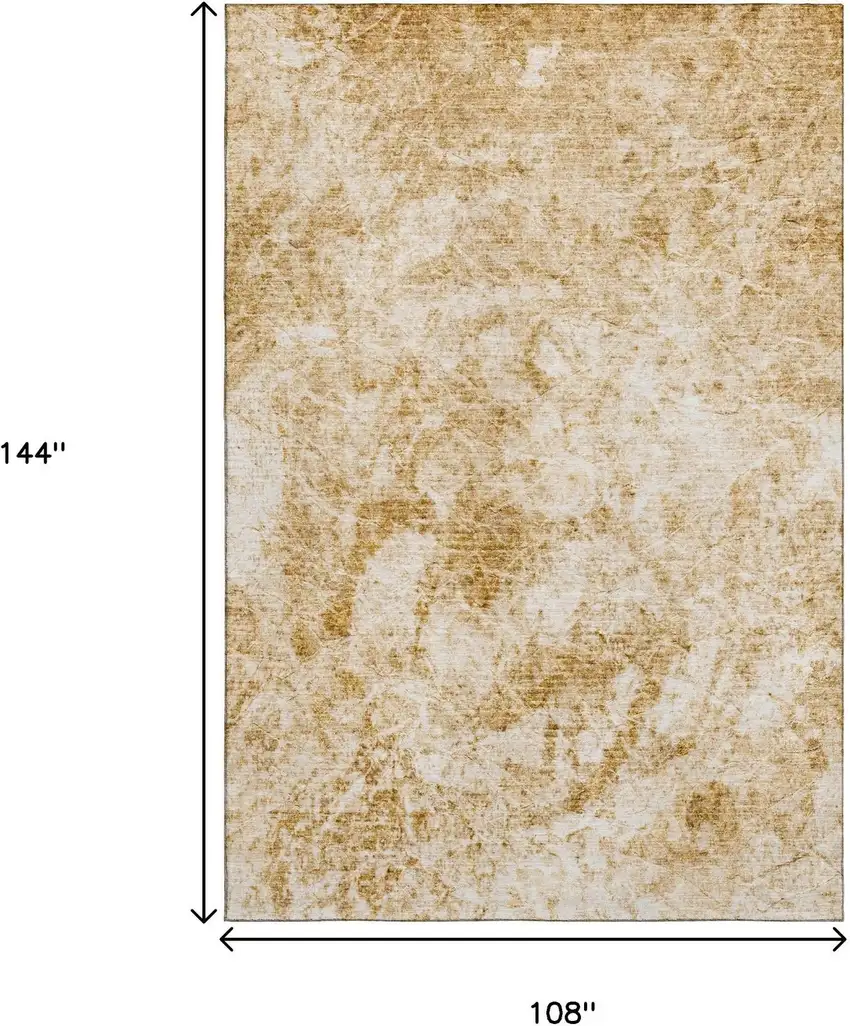 Beige And Ivory Abstract Washable Area Rug With UV Protection Photo 3