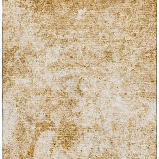 Beige And Ivory Abstract Washable Area Rug With UV Protection Photo 3
