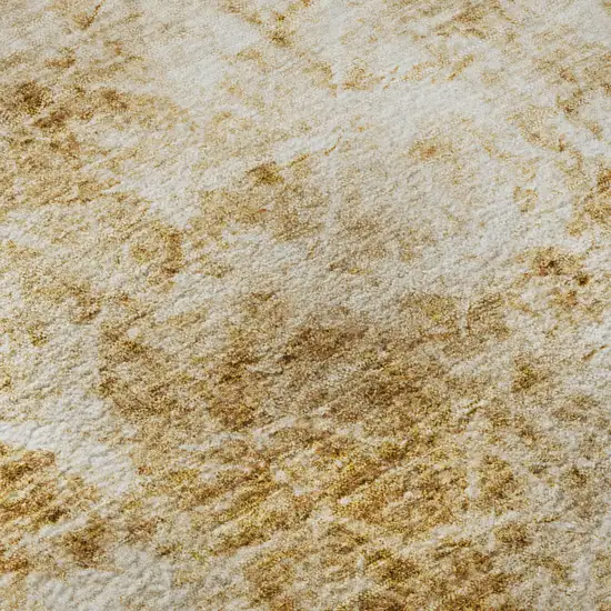 Beige And Ivory Abstract Washable Area Rug With UV Protection Photo 9