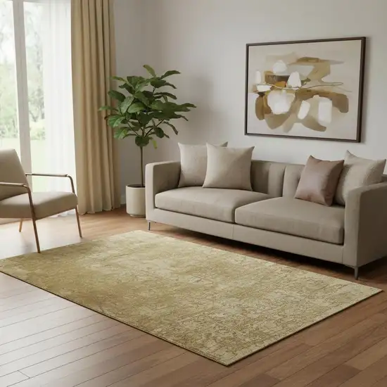 Beige And Ivory Abstract Washable Area Rug With UV Protection Photo 1