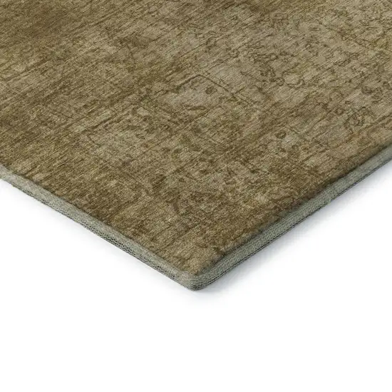 Beige And Ivory Abstract Washable Area Rug With UV Protection Photo 9