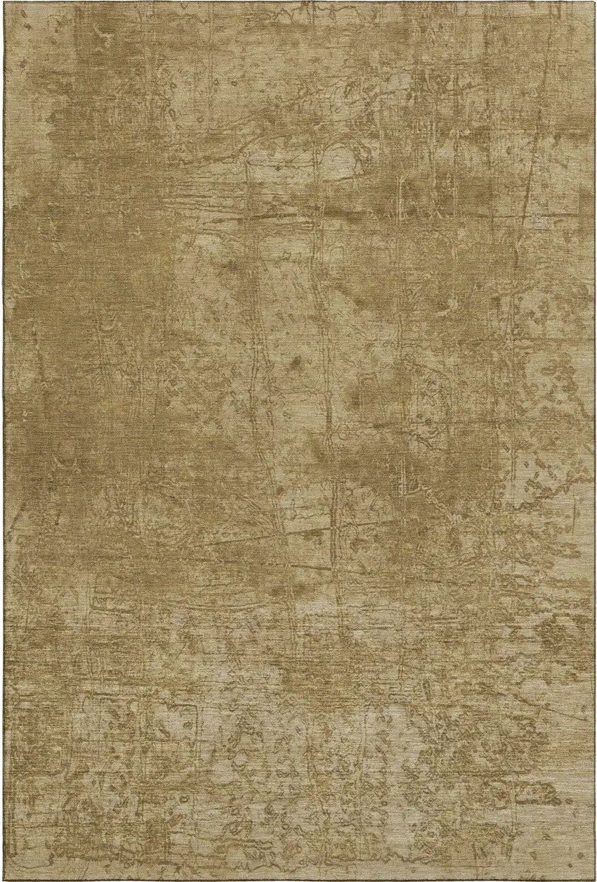 Beige And Ivory Abstract Washable Area Rug With UV Protection Photo 1