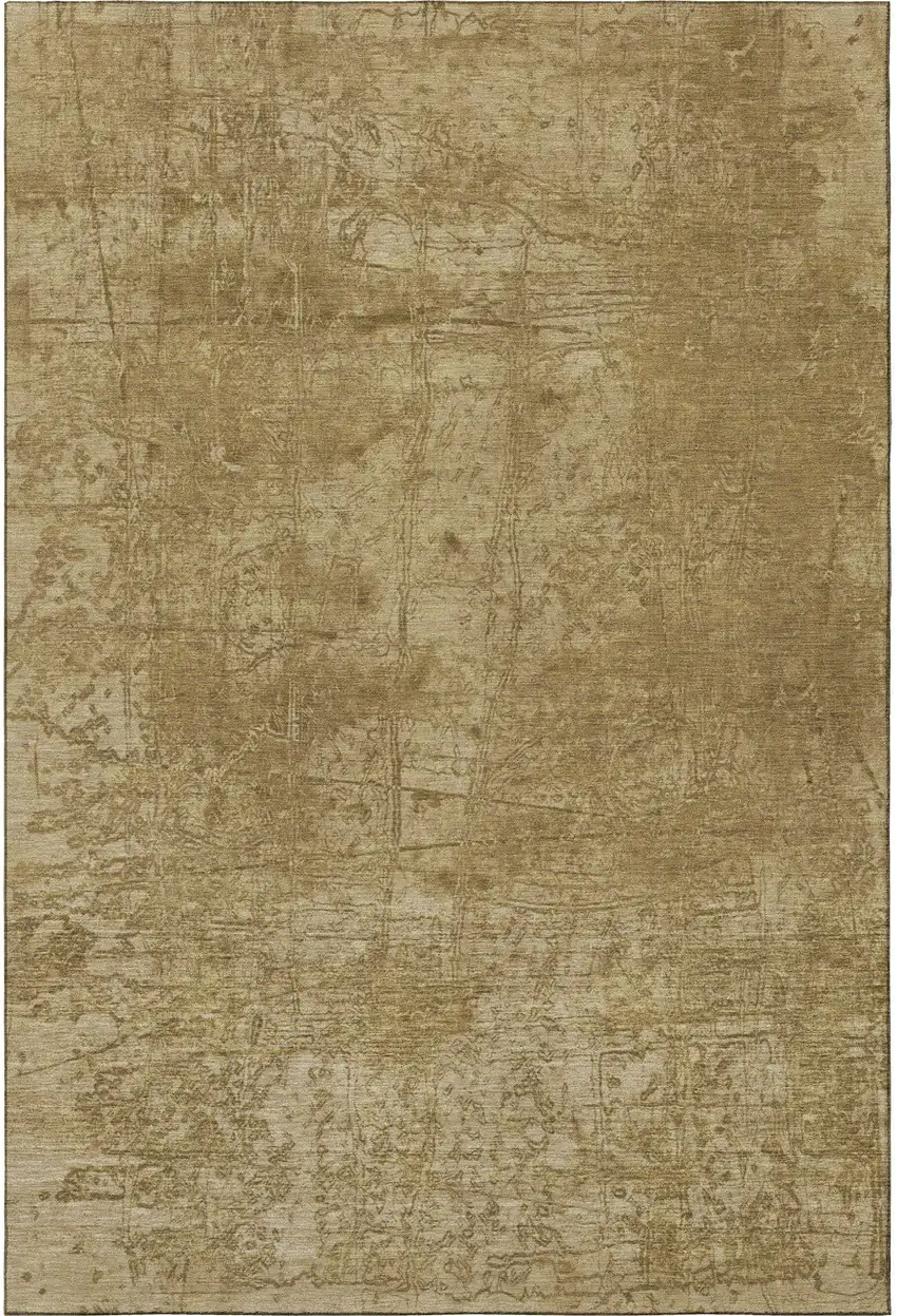 Beige And Ivory Abstract Washable Area Rug With UV Protection Photo 5