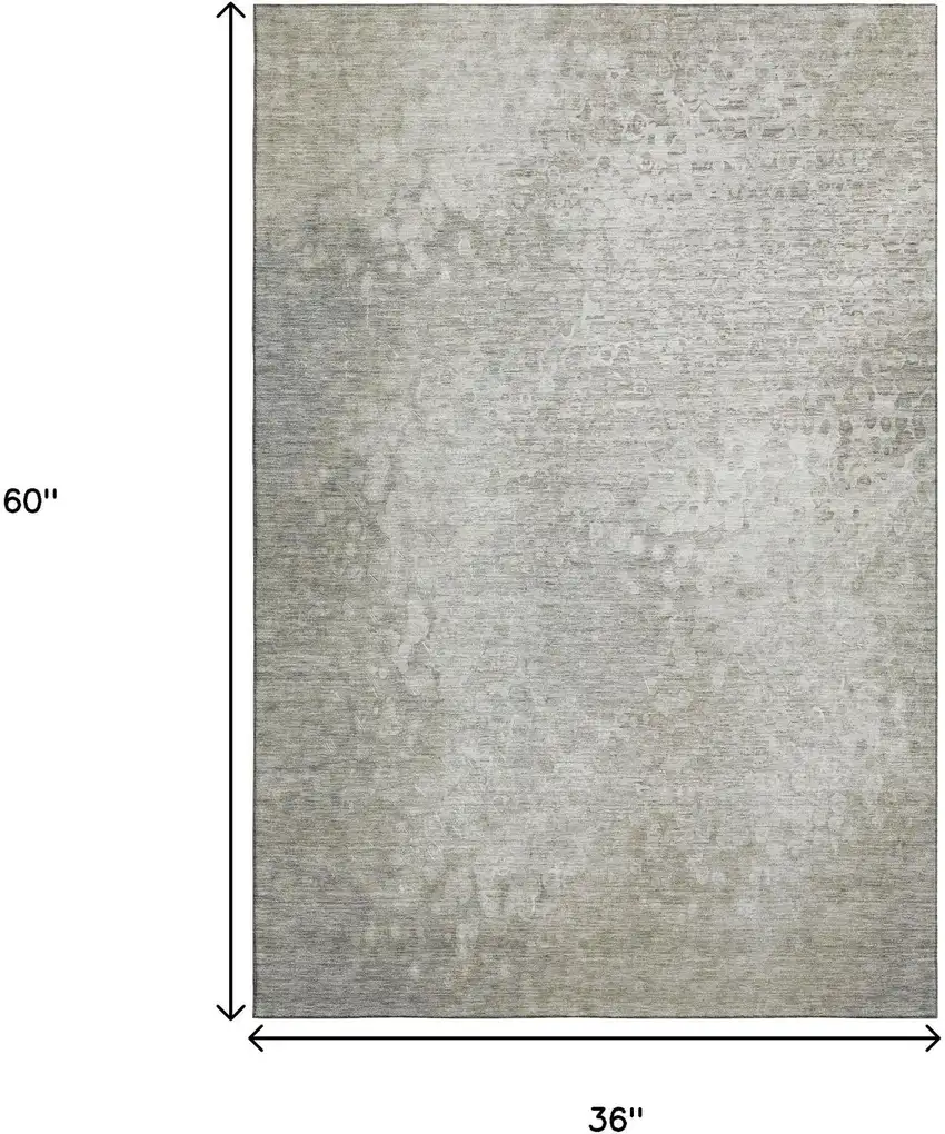 Beige And Ivory Abstract Washable Area Rug With UV Protection Photo 7