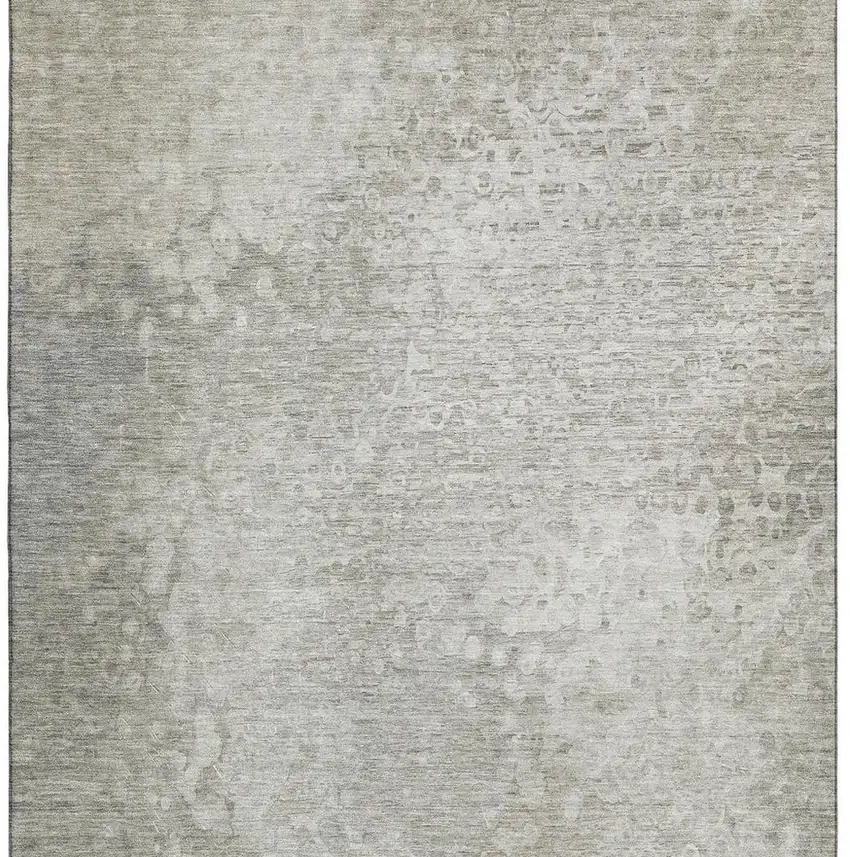 Beige And Ivory Abstract Washable Area Rug With UV Protection Photo 4