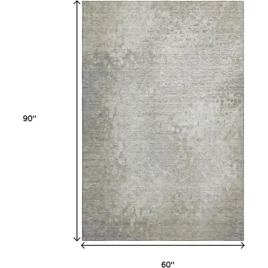 Beige And Ivory Abstract Washable Area Rug With UV Protection Photo 7
