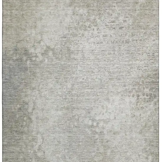 Beige And Ivory Abstract Washable Area Rug With UV Protection Photo 4