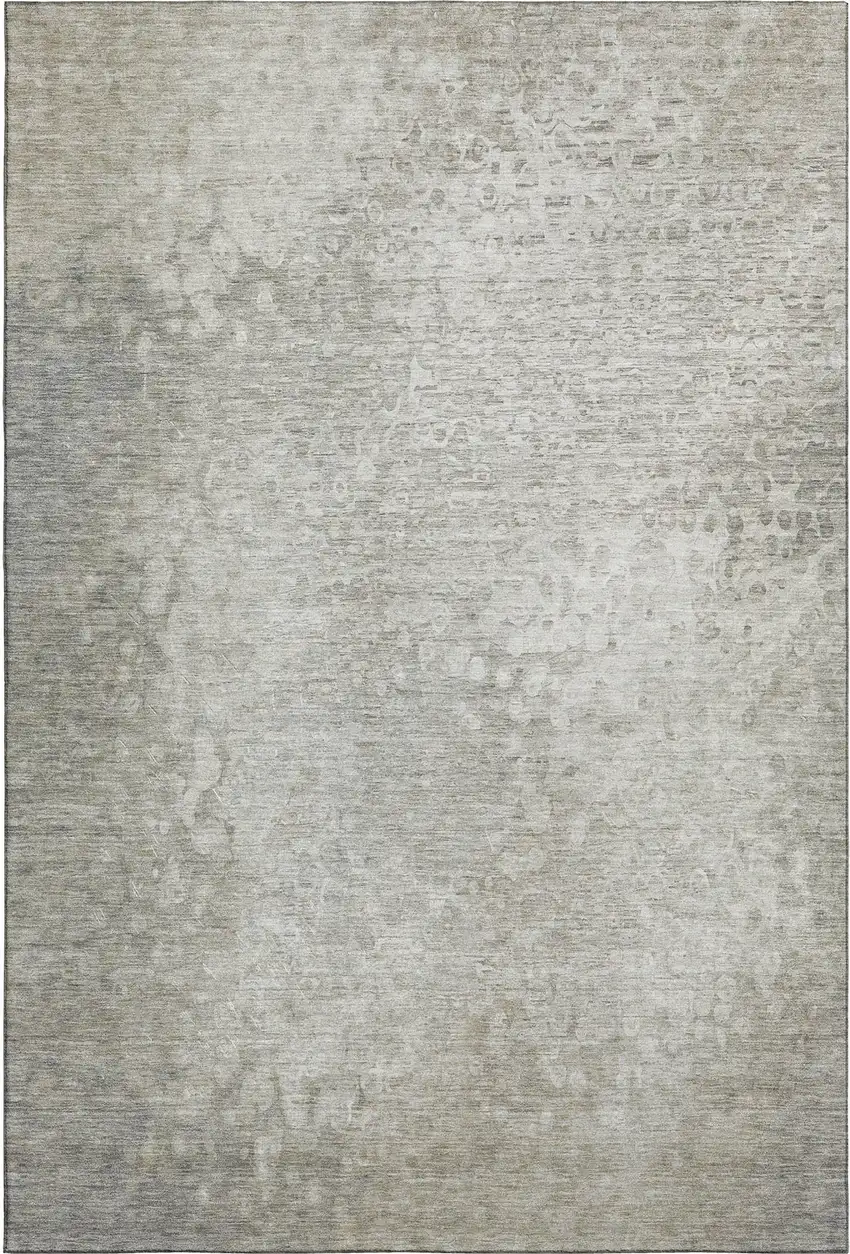 Beige And Ivory Abstract Washable Area Rug With UV Protection Photo 1