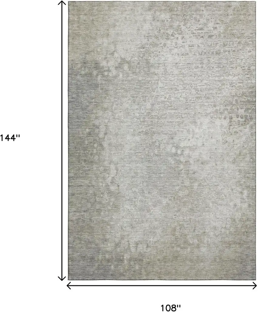 Beige And Ivory Abstract Washable Area Rug With UV Protection Photo 7