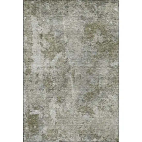 Beige And Ivory Abstract Washable Area Rug With UV Protection Photo 5