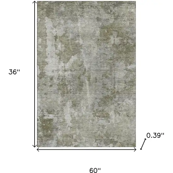 Beige And Ivory Abstract Washable Area Rug With UV Protection Photo 3