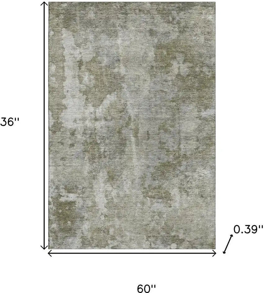 Beige And Ivory Abstract Washable Area Rug With UV Protection Photo 3