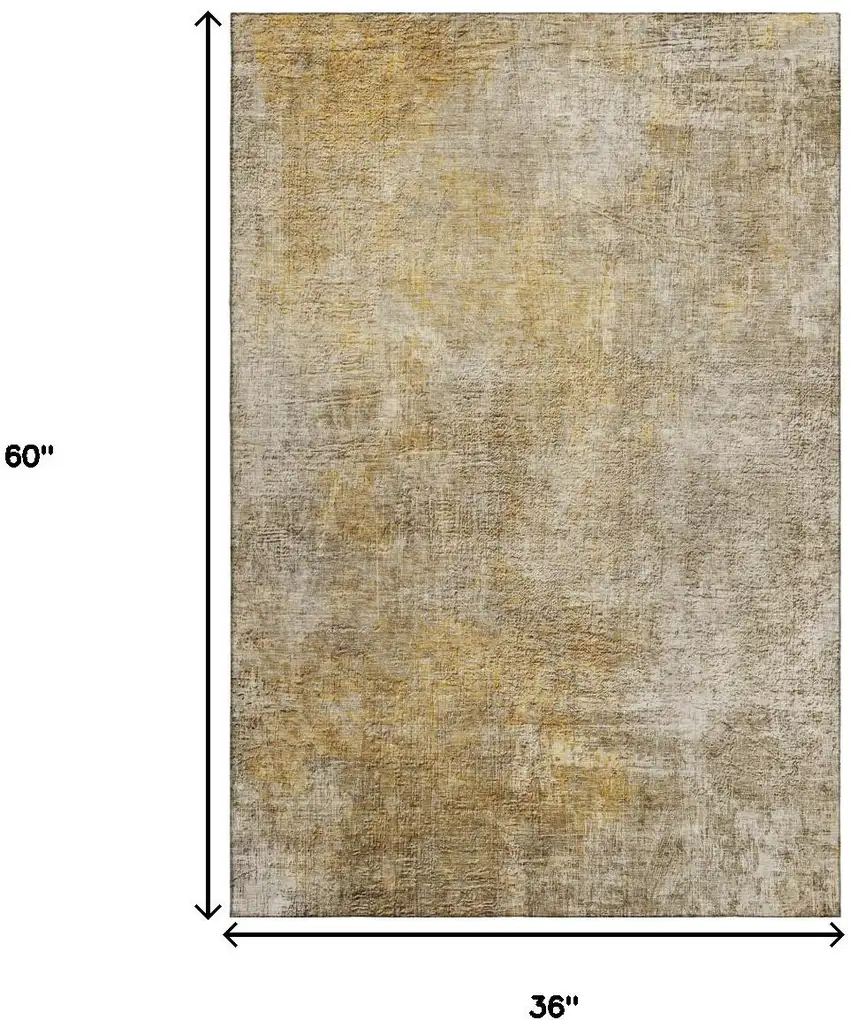 Beige And Ivory Abstract Washable Area Rug With UV Protection Photo 3