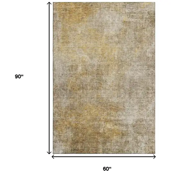 Beige And Ivory Abstract Washable Area Rug With UV Protection Photo 9