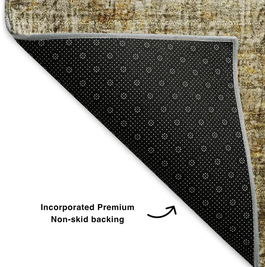 Beige And Ivory Abstract Washable Area Rug With UV Protection Photo 5