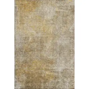 Photo of Beige And Ivory Abstract Washable Area Rug With UV Protection