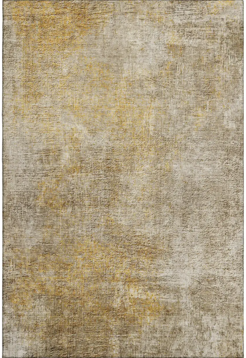 Beige And Ivory Abstract Washable Area Rug With UV Protection Photo 1