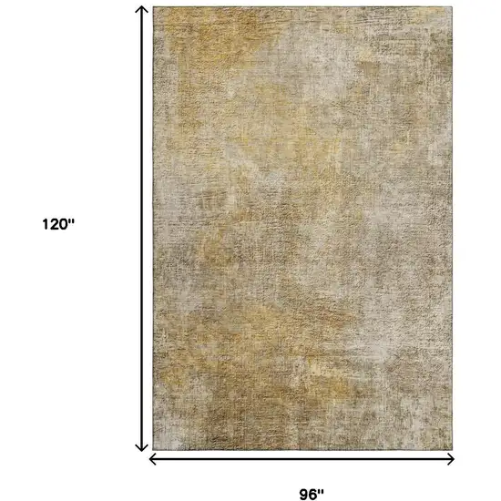 Beige And Ivory Abstract Washable Area Rug With UV Protection Photo 5