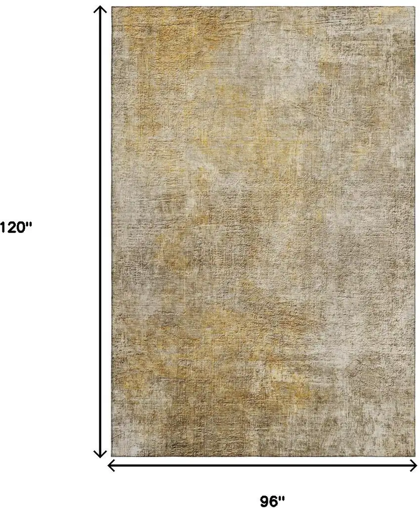 Beige And Ivory Abstract Washable Area Rug With UV Protection Photo 5