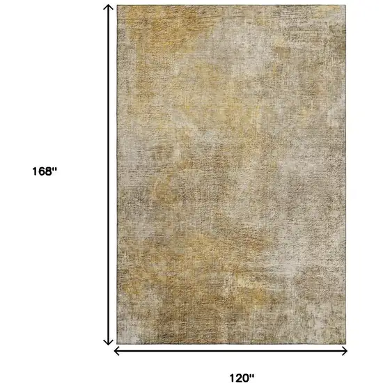 Beige And Ivory Abstract Washable Area Rug With UV Protection Photo 5